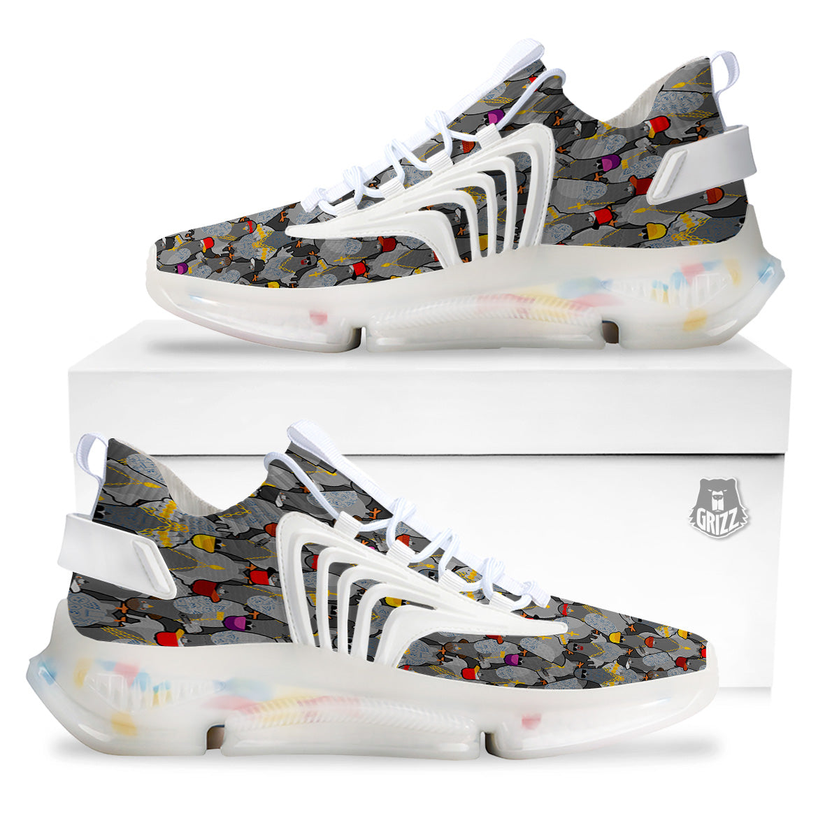 Rock Drove Gangster Print Pattern White Gym Shoes-grizzshop