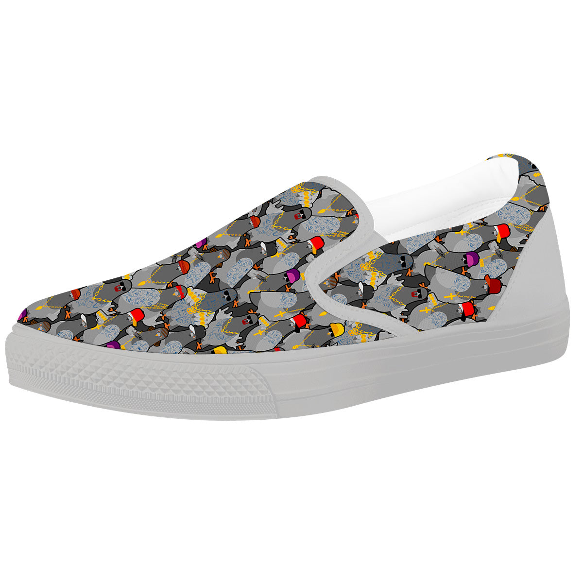 Rock Drove Gangster Print Pattern White Slip On Shoes-grizzshop
