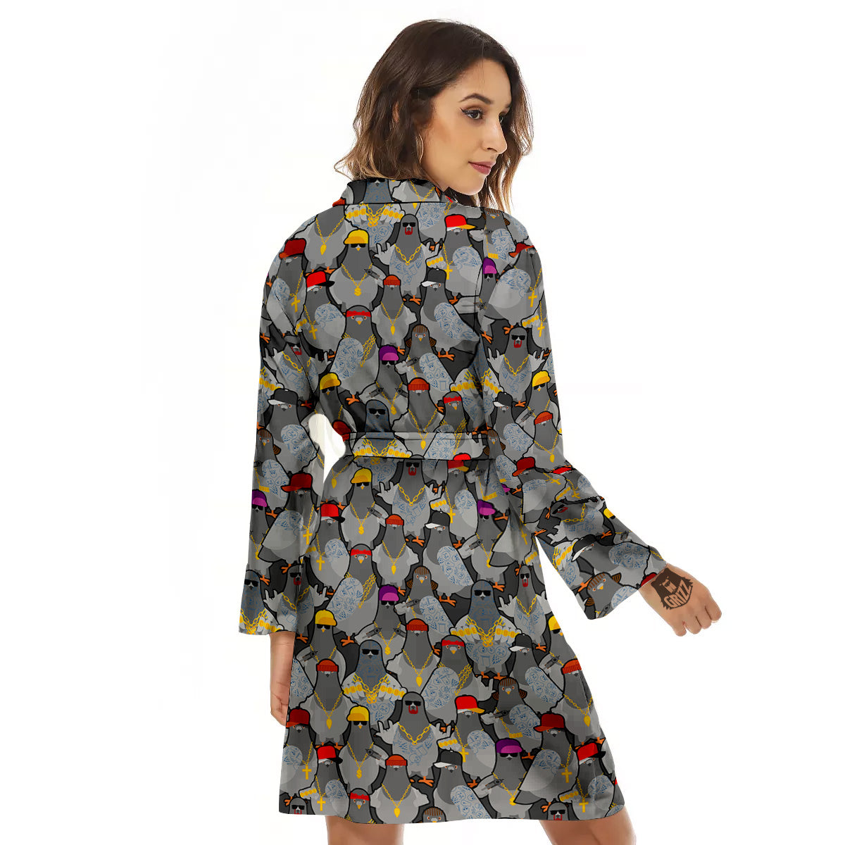 Rock Drove Gangster Print Pattern Women's Robe-grizzshop