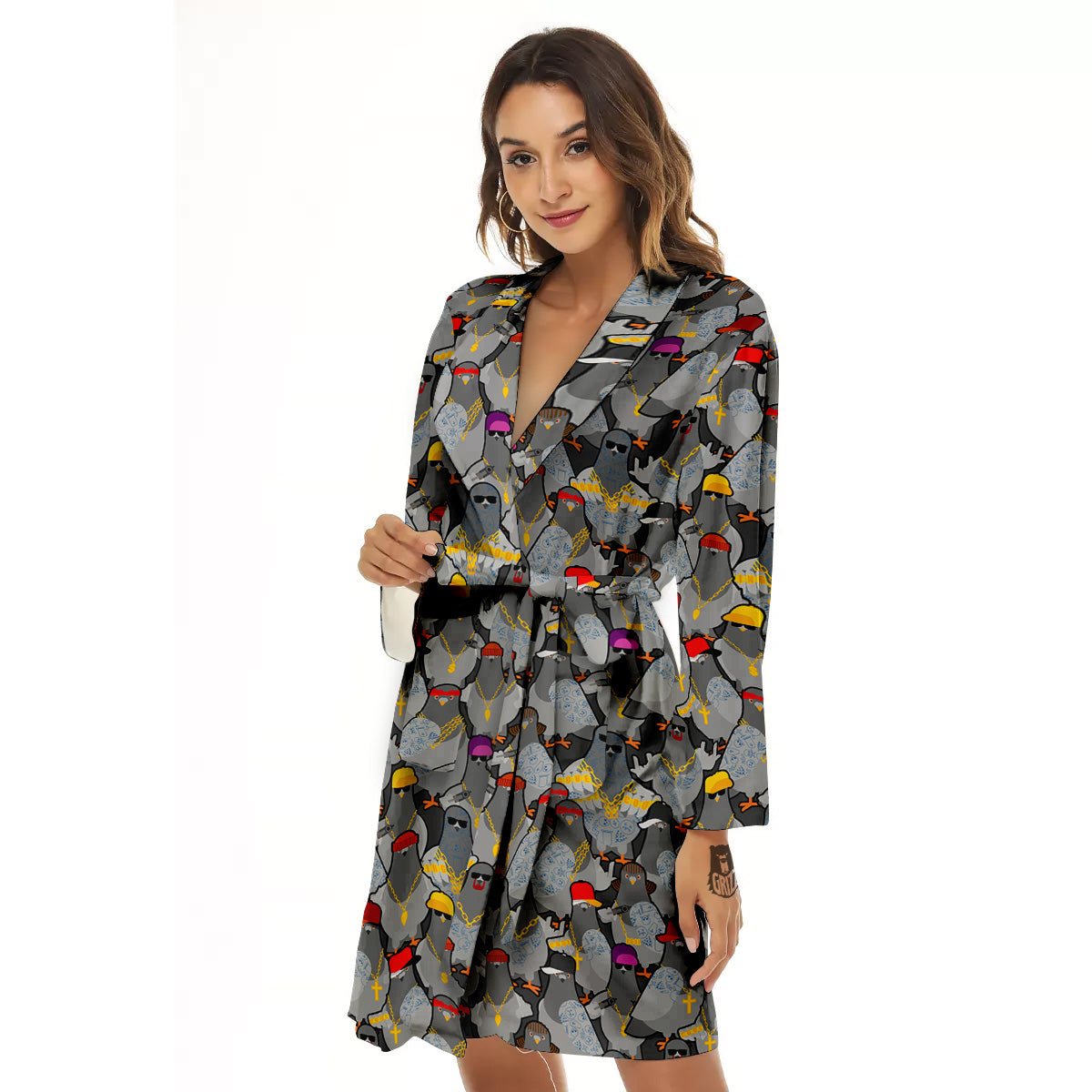 Rock Drove Gangster Print Pattern Women's Robe-grizzshop
