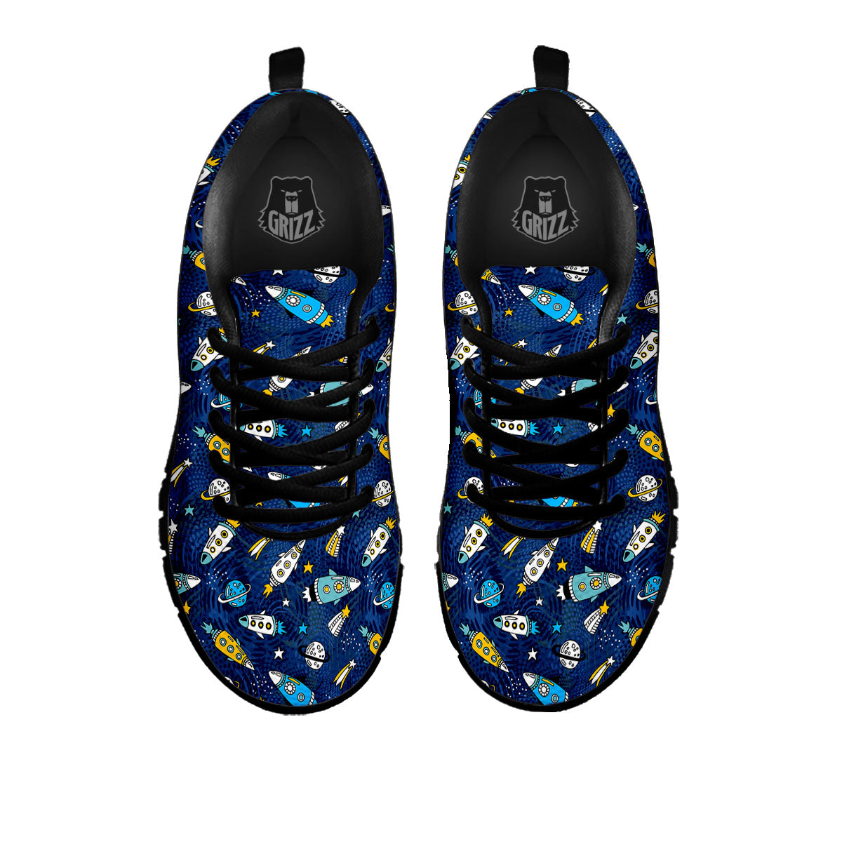 Rocket Doodle Print Pattern Black Sneaker-grizzshop
