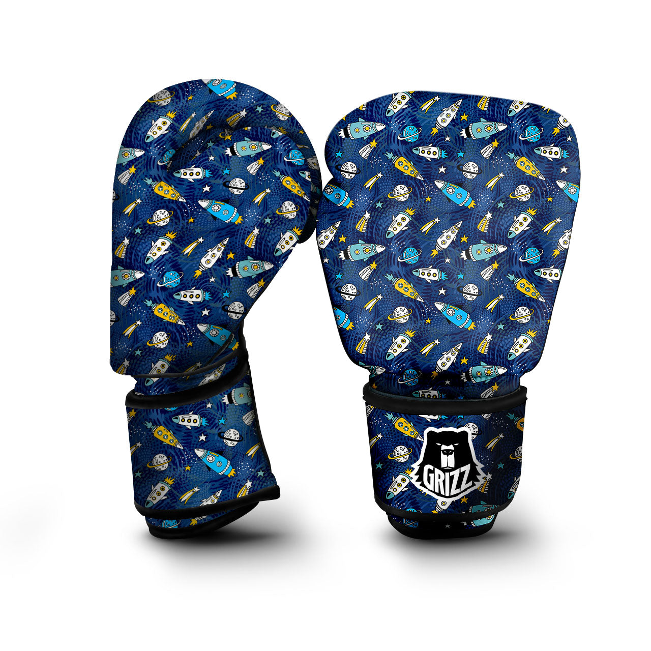 Rocket Doodle Print Pattern Boxing Gloves-grizzshop