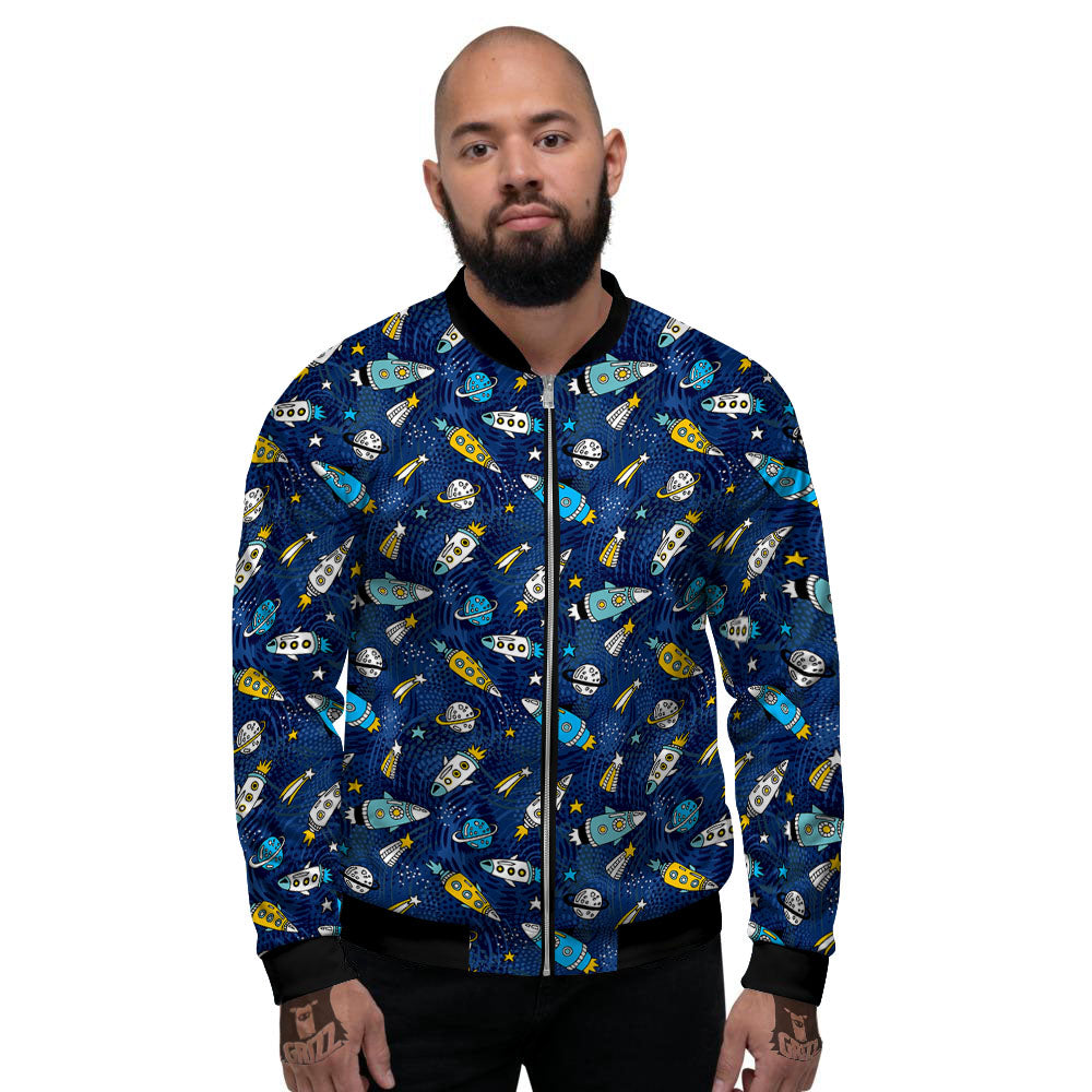 Rocket Doodle Print Pattern Men's Bomber Jacket-grizzshop