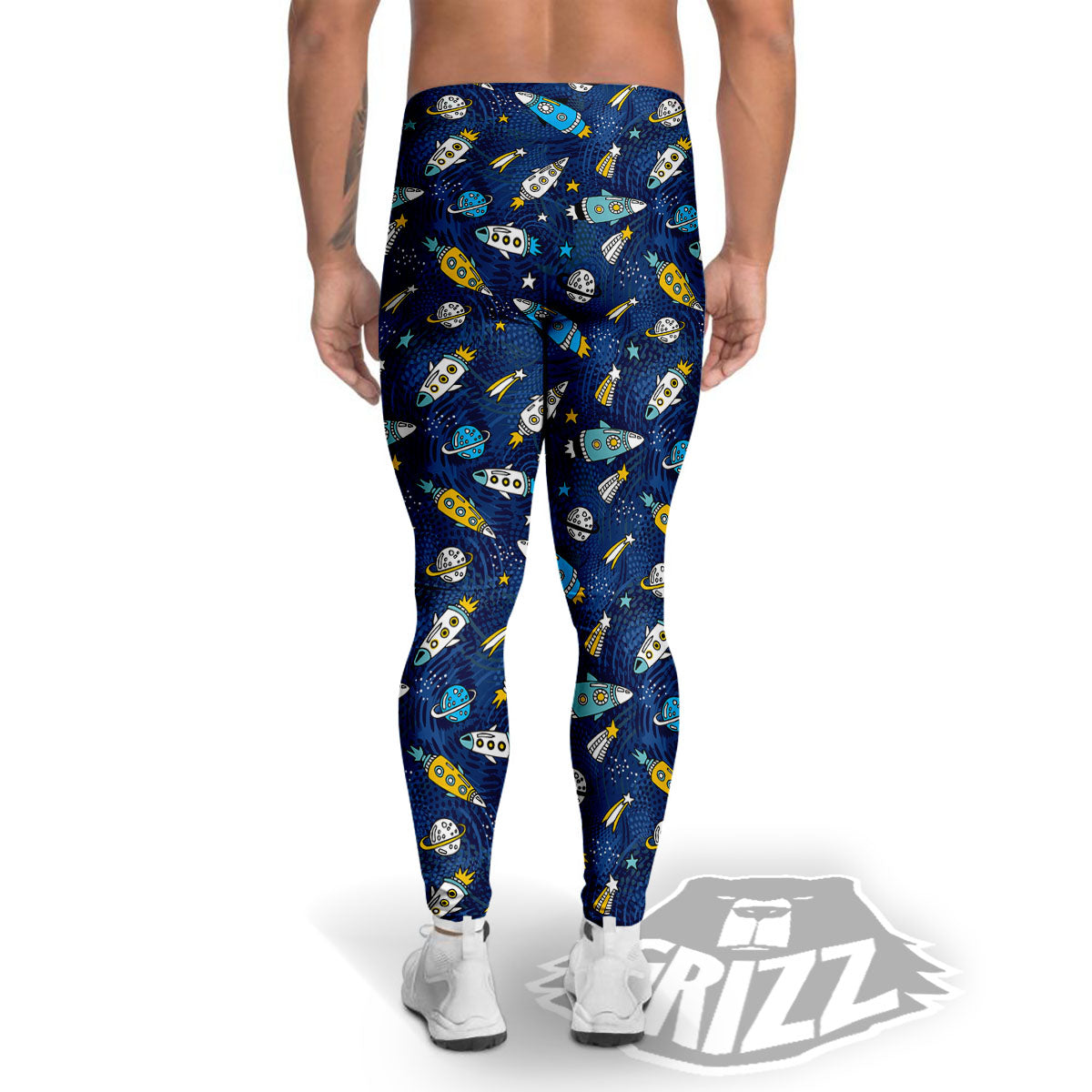 Rocket Doodle Print Pattern Men's Leggings-grizzshop