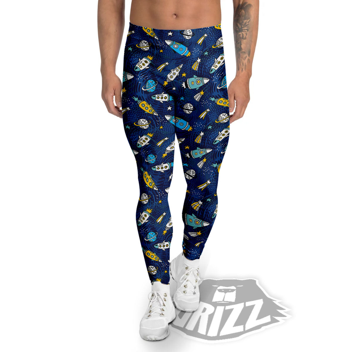 Rocket Doodle Print Pattern Men's Leggings-grizzshop