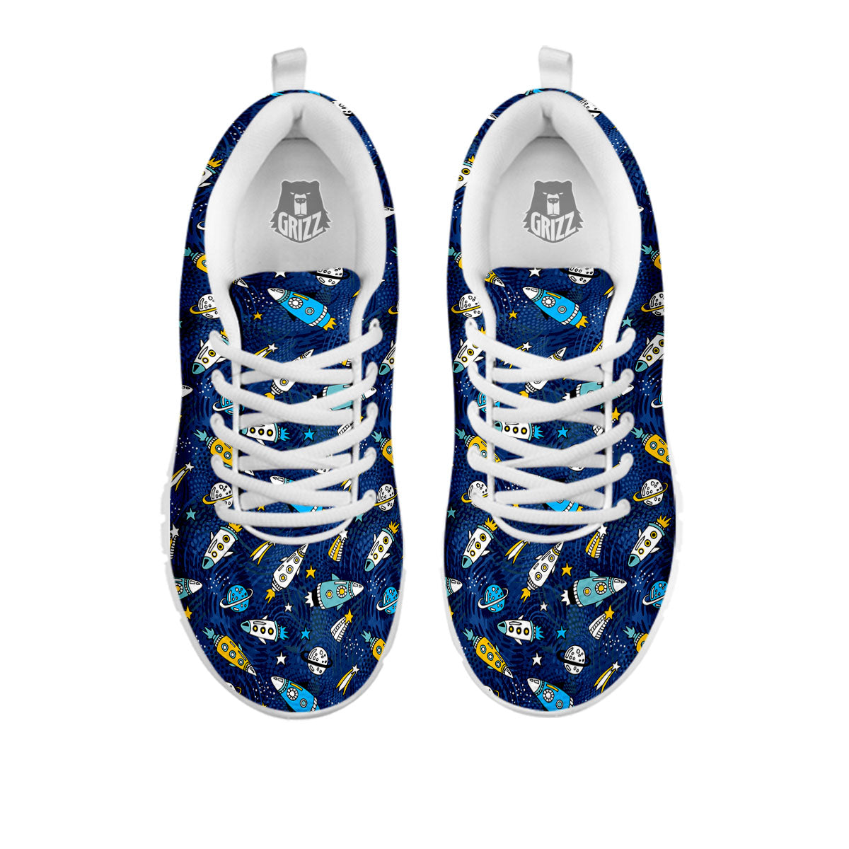 Rocket Doodle Print Pattern White Sneaker-grizzshop