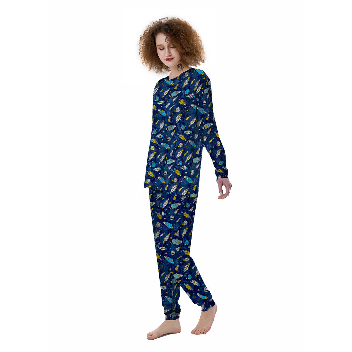 Rocket Doodle Print Pattern Women's Pajamas-grizzshop