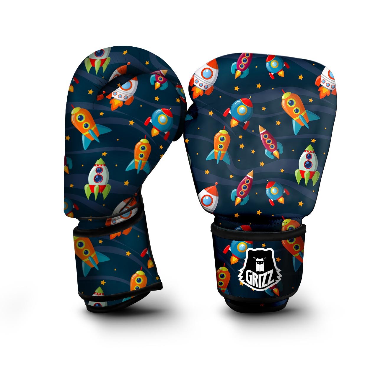 Rockets Space Print Pattern Boxing Gloves-grizzshop