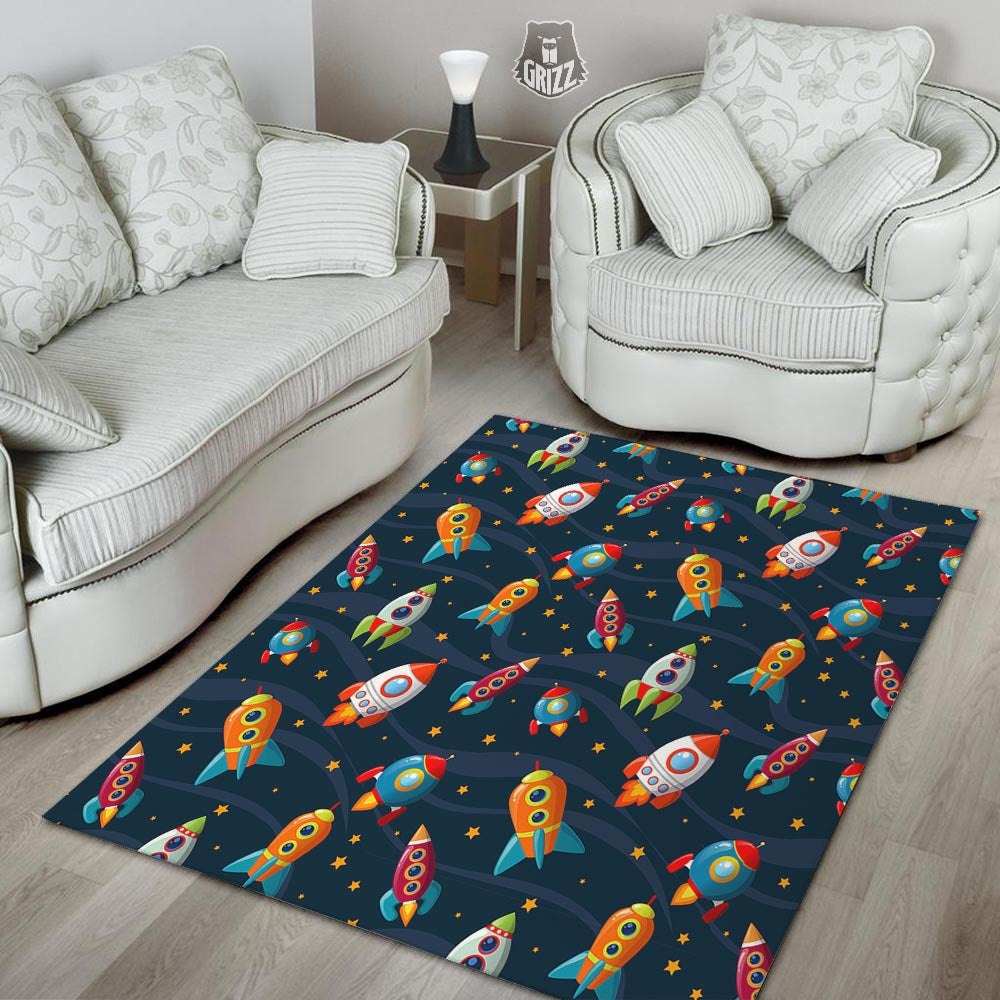 Rockets Space Print Pattern Floor Mat-grizzshop