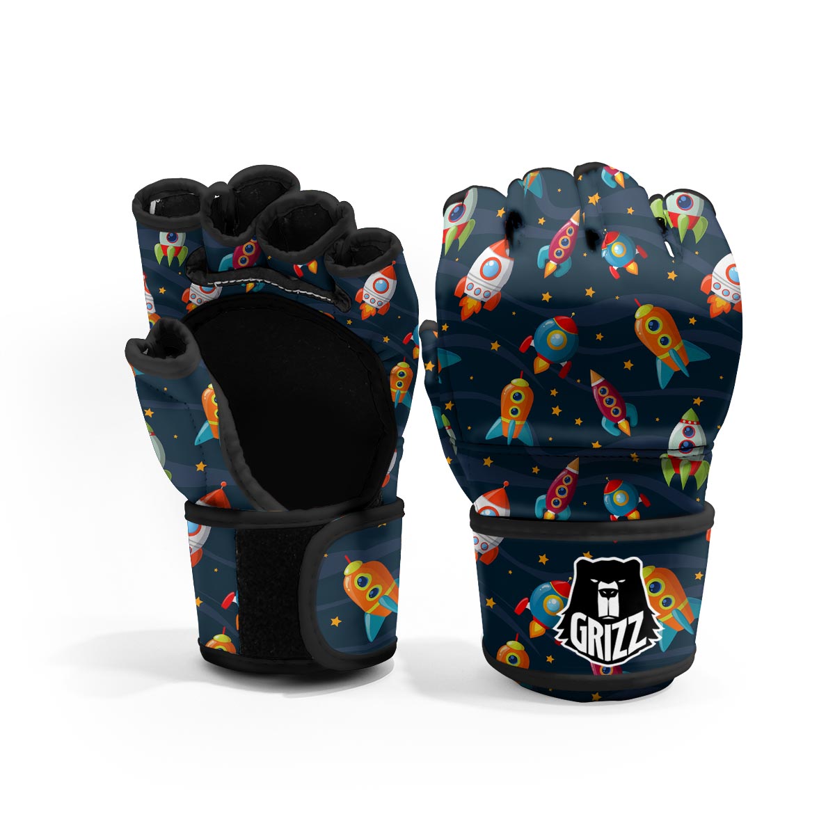 Rockets Space Print Pattern MMA Gloves-grizzshop