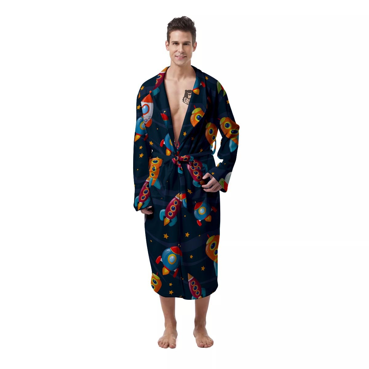 Rockets Space Print Pattern Men's Robe-grizzshop
