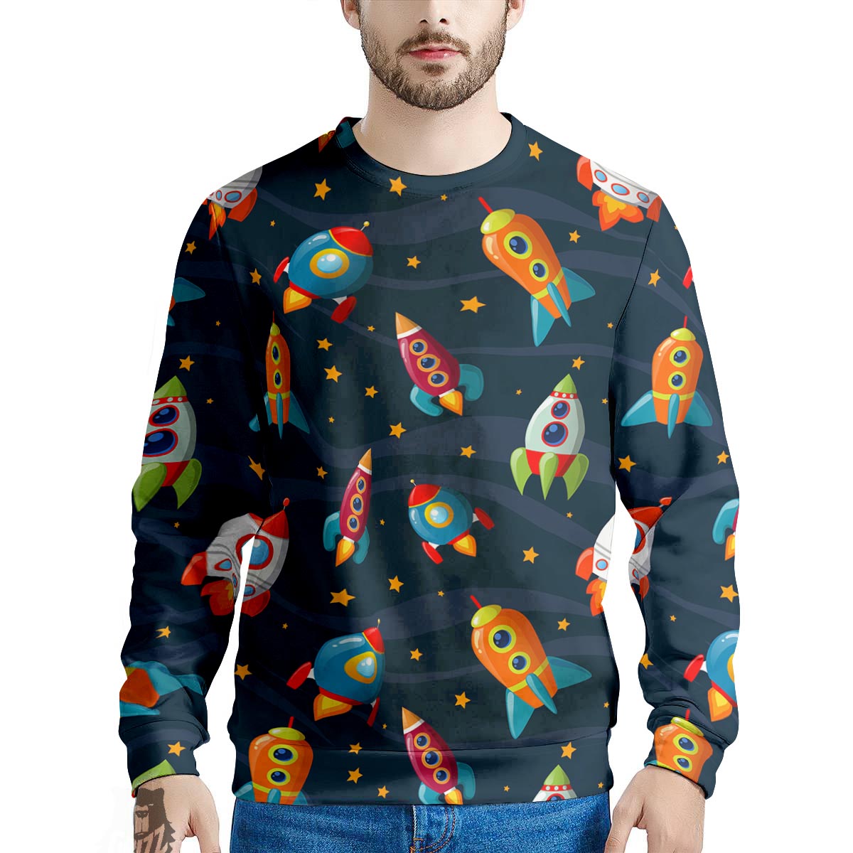Rockets Space Print Pattern Men's Sweatshirt-grizzshop