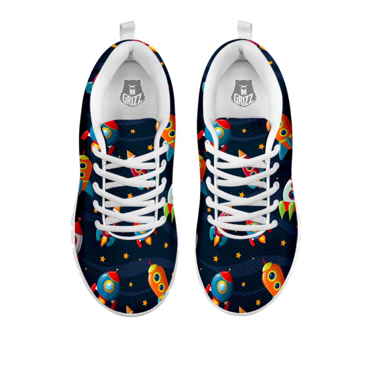 Rockets Space Print Pattern White Sneaker-grizzshop