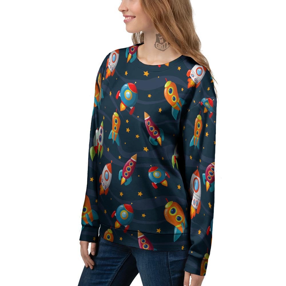 Rockets Space Print Pattern Women's Sweatshirt-grizzshop