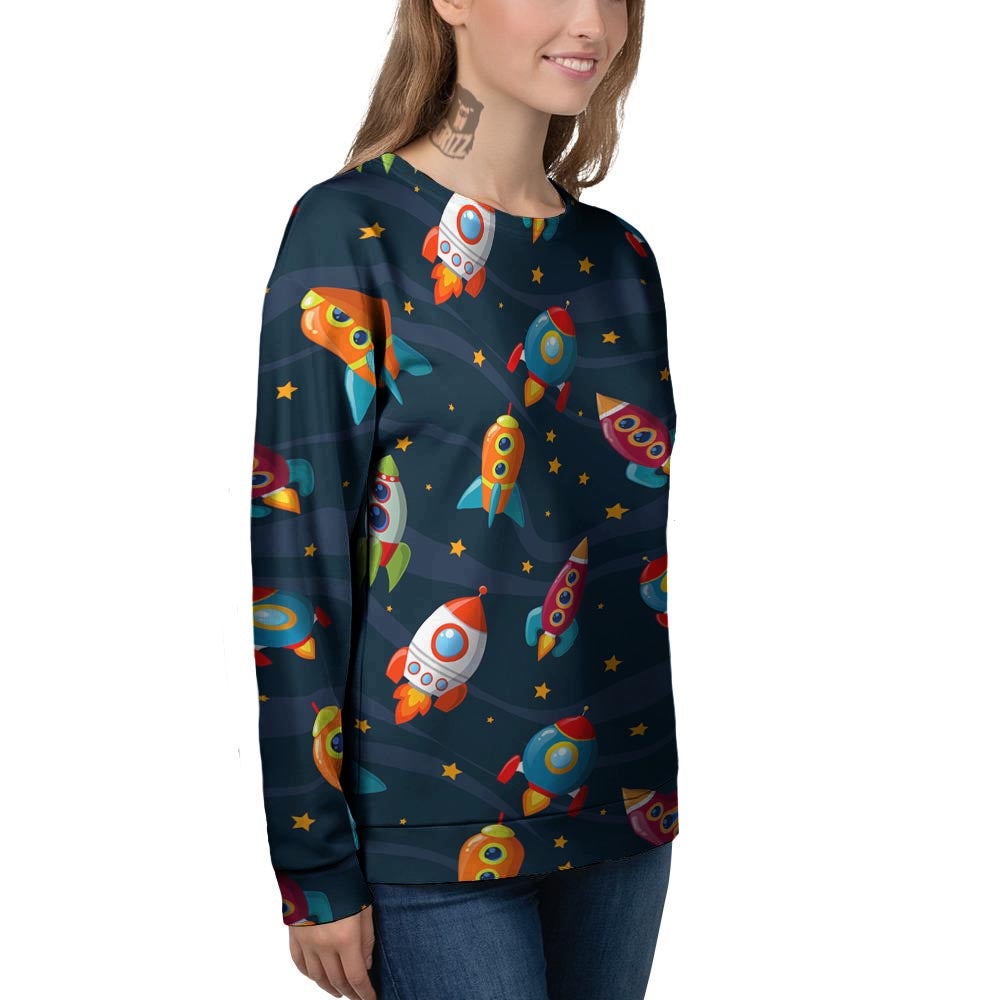 Rockets Space Print Pattern Women's Sweatshirt-grizzshop