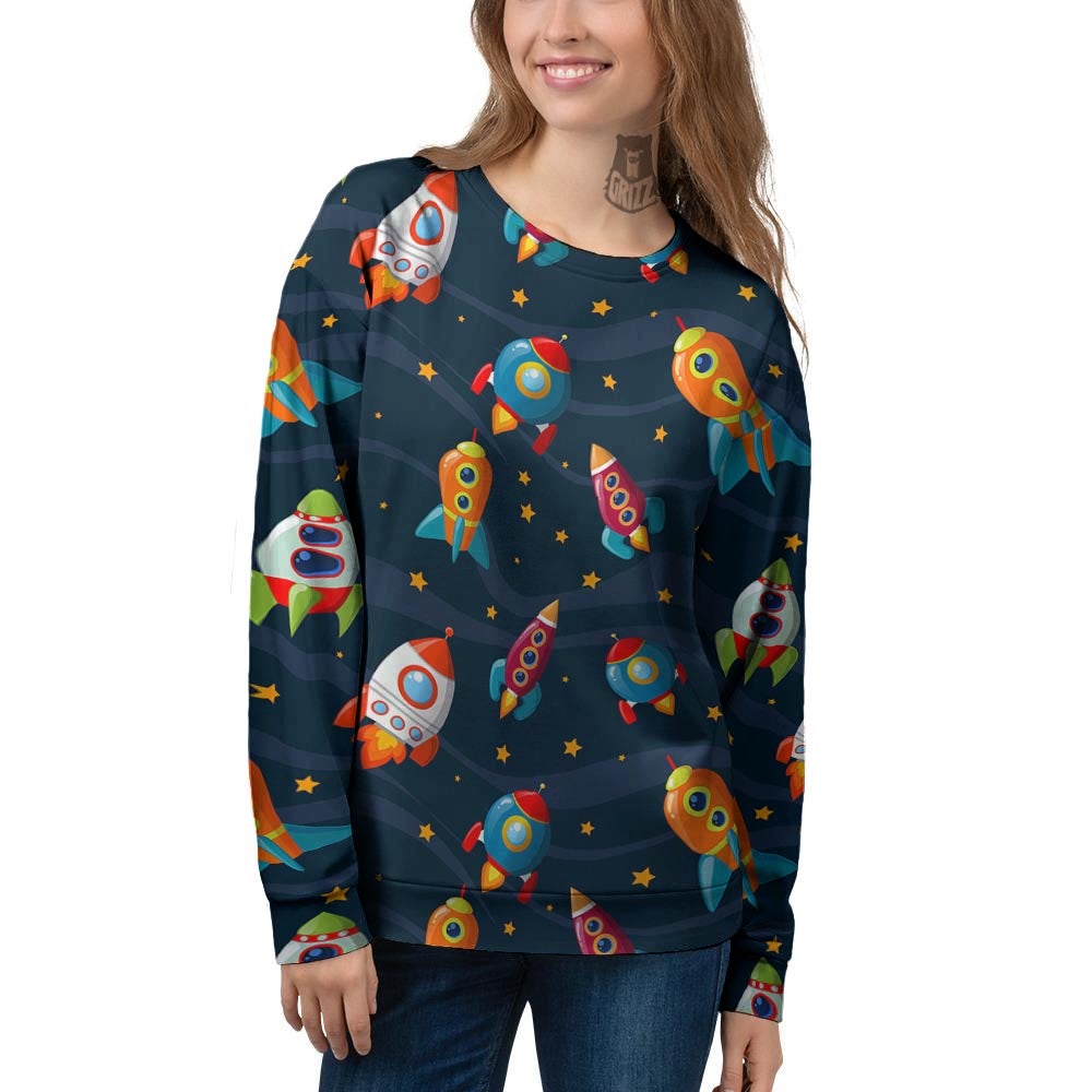 Rockets Space Print Pattern Women's Sweatshirt-grizzshop