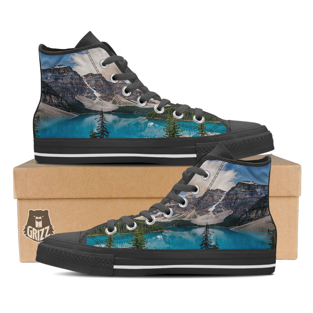 Rocky Mountain Print Black High Top Shoes-grizzshop