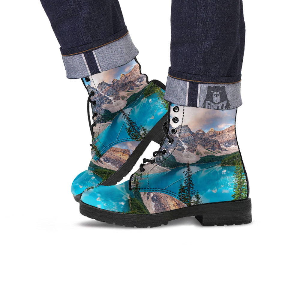 Rocky Mountain Print Leather Boots-grizzshop