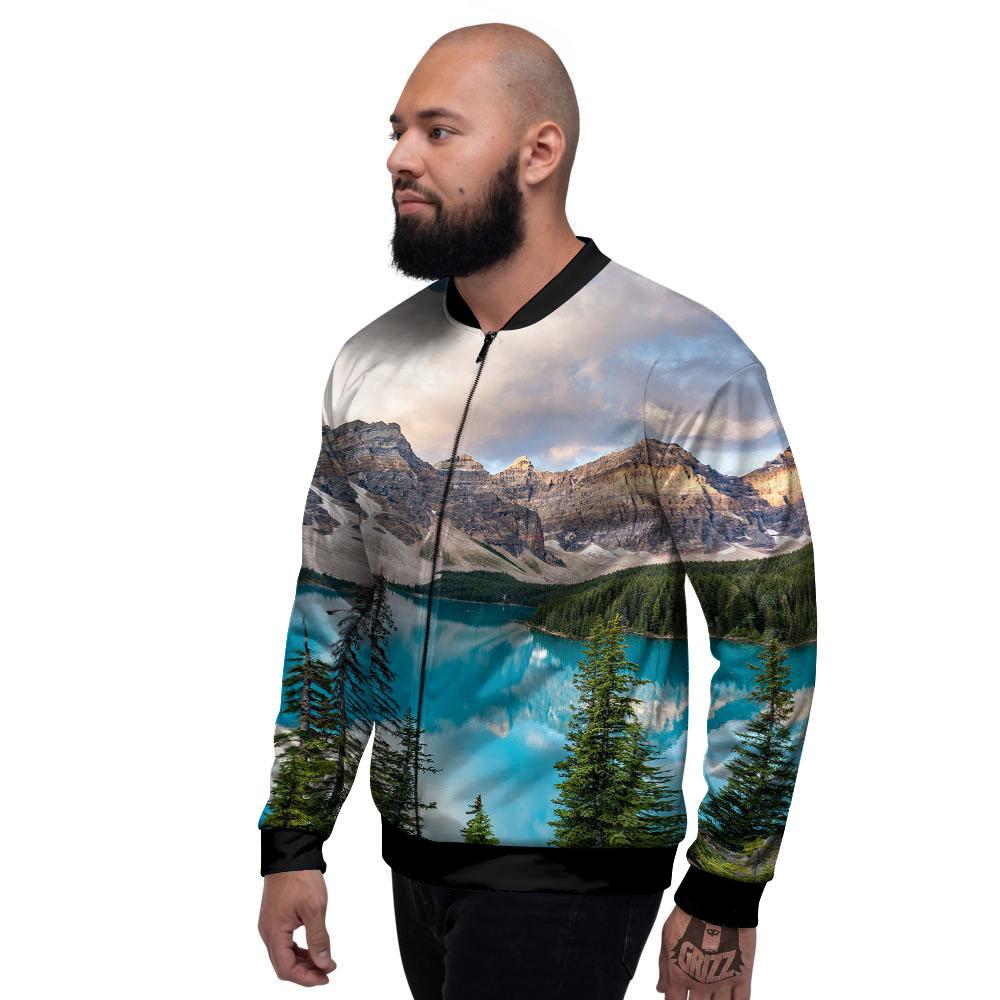 Rocky Mountain Print Men's Bomber Jacket-grizzshop