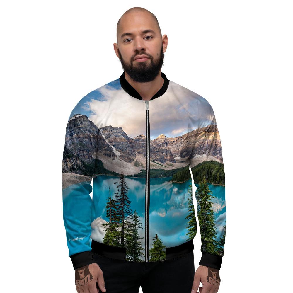 Rocky Mountain Print Men's Bomber Jacket-grizzshop