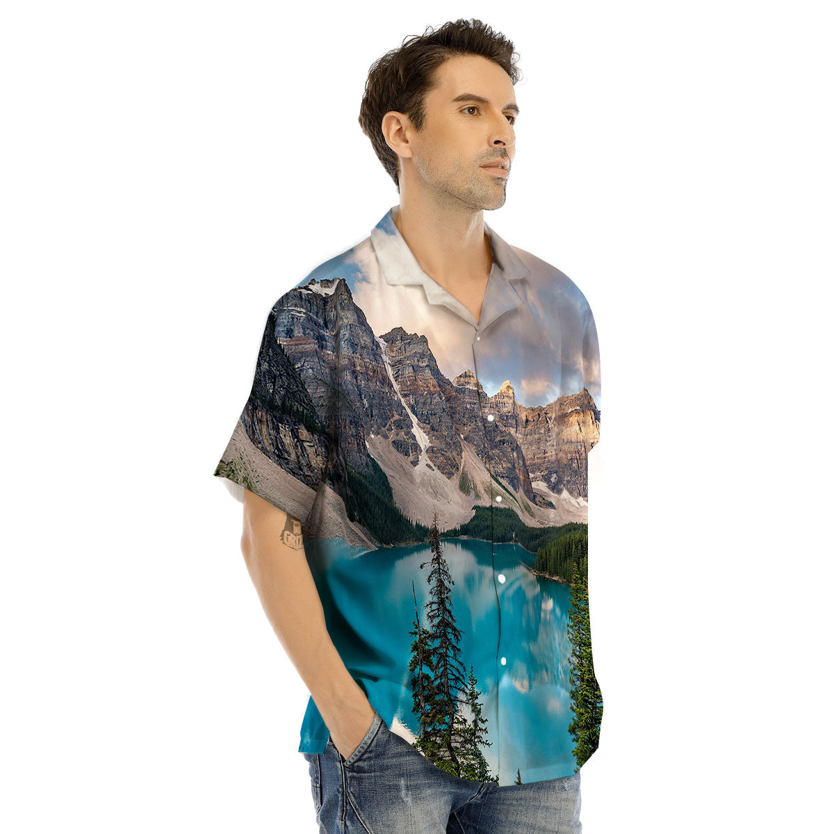 Rocky Mountain Print Men's Hawaiian Shirt-grizzshop