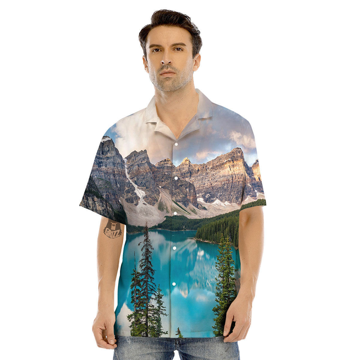 Rocky Mountain Print Men's Hawaiian Shirt-grizzshop