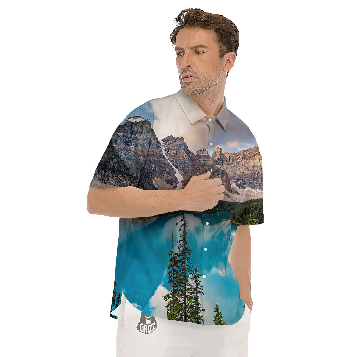 Rocky Mountain Print Men's Short Sleeve Shirts-grizzshop