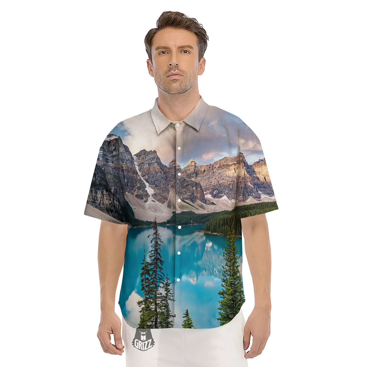 Rocky Mountain Print Men's Short Sleeve Shirts-grizzshop