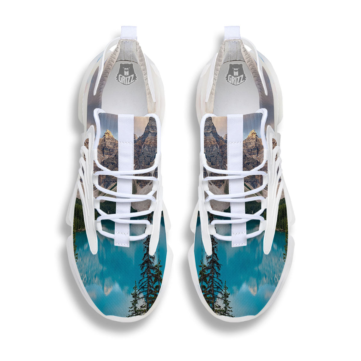 Rocky Mountain Print White Gym Shoes-grizzshop