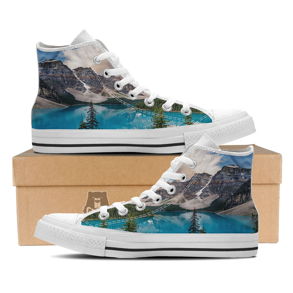 Rocky Mountain Print White High Top Shoes-grizzshop