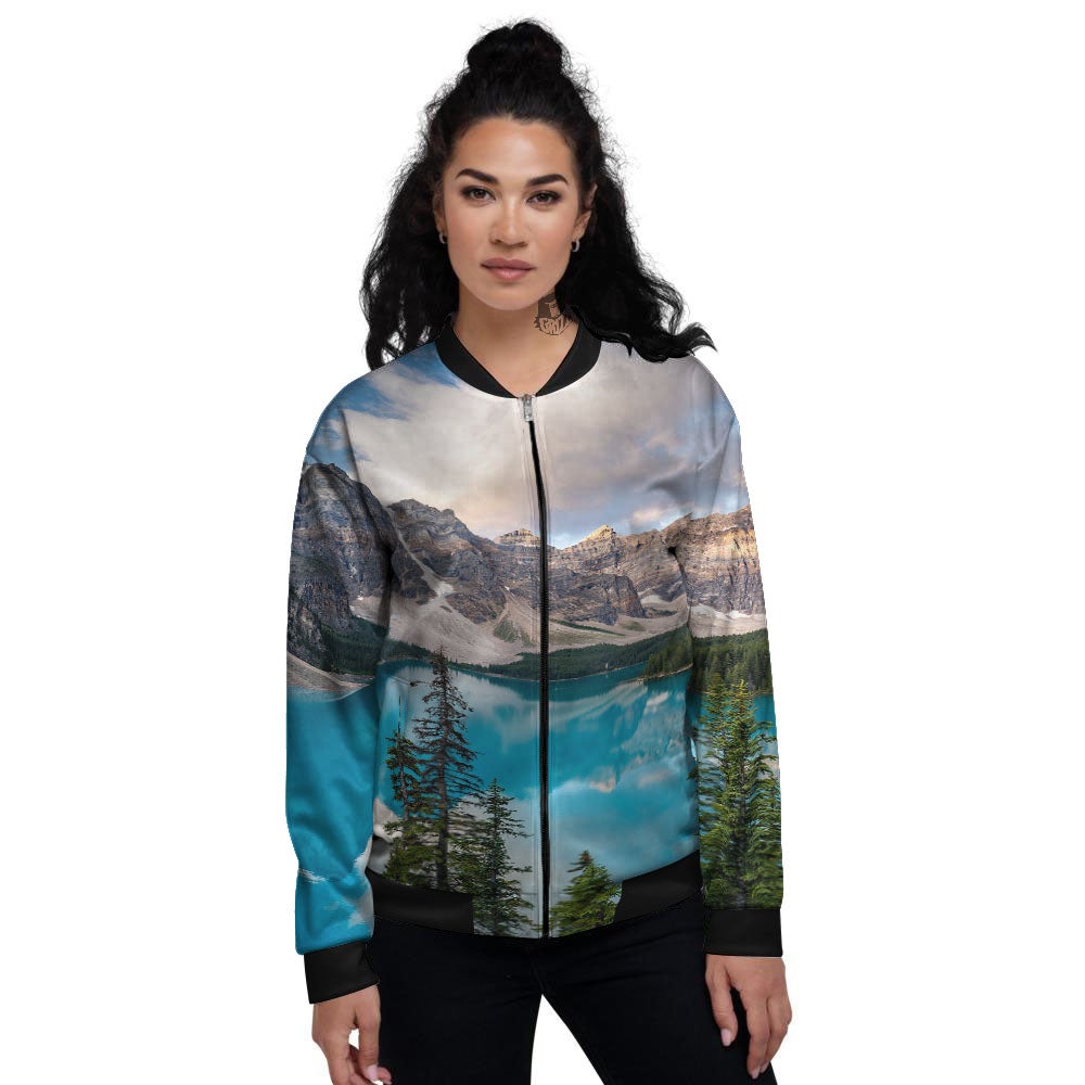 Rocky Mountain Print Women's Bomber Jacket-grizzshop