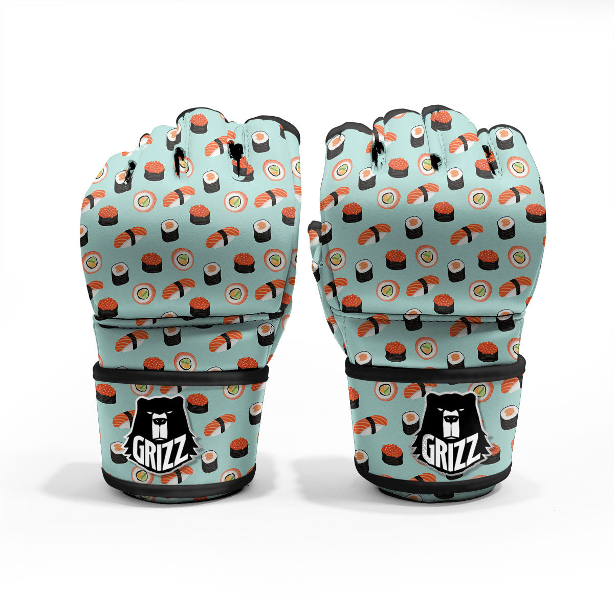 Rolls And Japanese Sushi Print Pattern MMA Gloves-grizzshop
