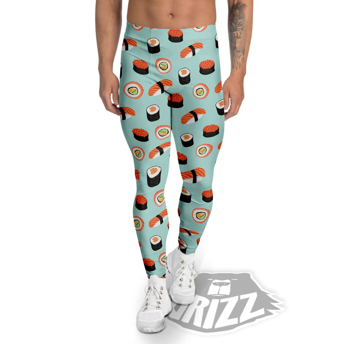 Rolls And Japanese Sushi Print Pattern Men's Leggings-grizzshop