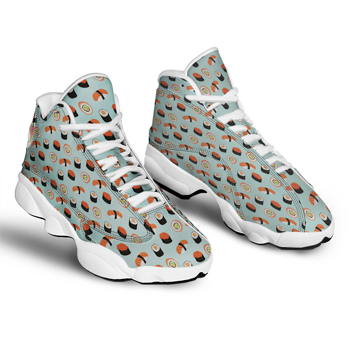 Rolls And Japanese Sushi Print Pattern White Basketball Shoes-grizzshop
