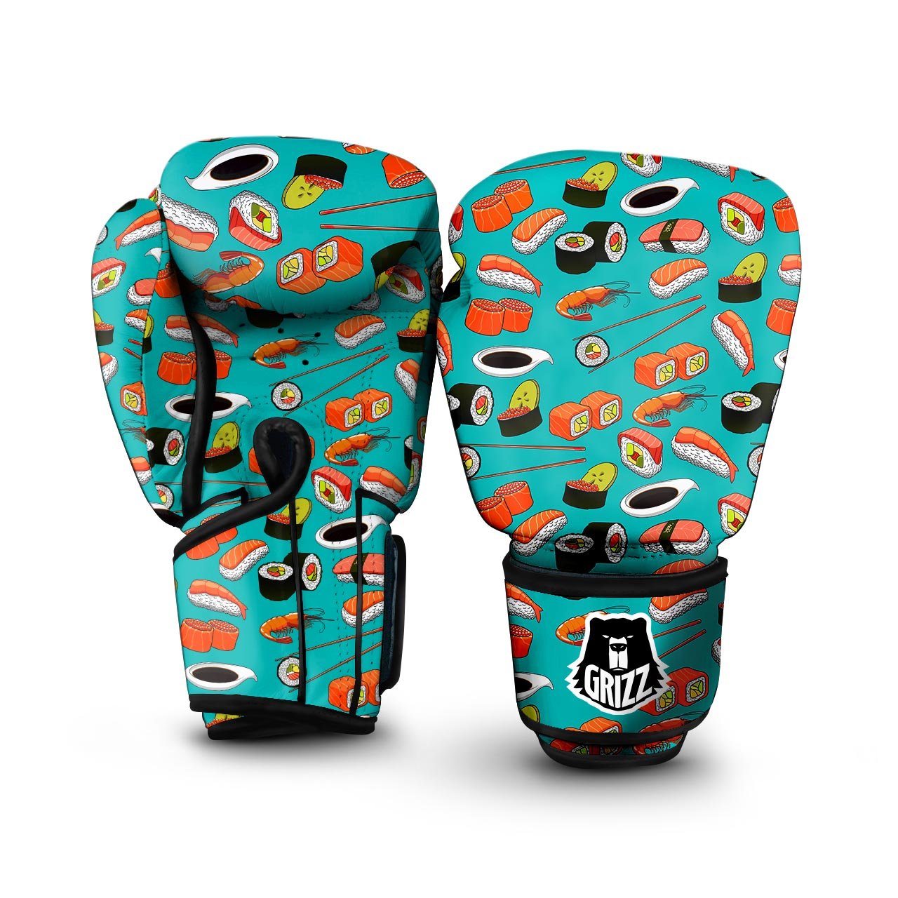Rolls And Salmon Sushi Print Pattern Boxing Gloves-grizzshop