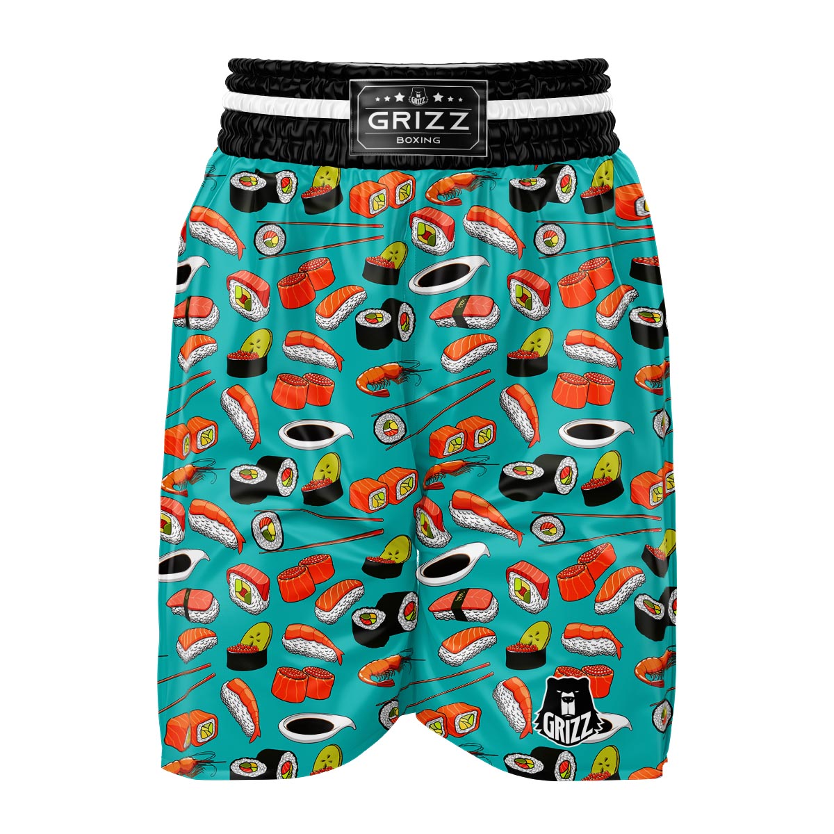 Rolls And Salmon Sushi Print Pattern Boxing Shorts-grizzshop