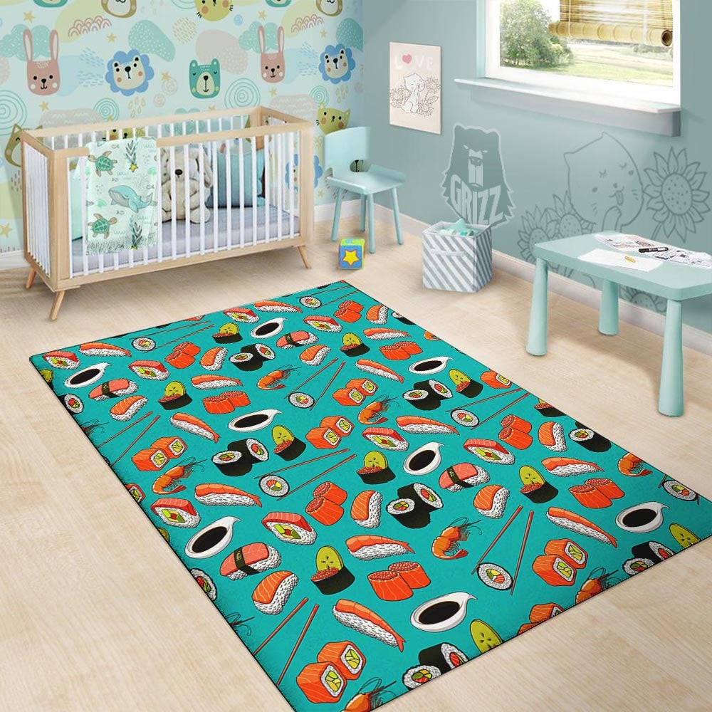 Rolls And Salmon Sushi Print Pattern Floor Mat-grizzshop