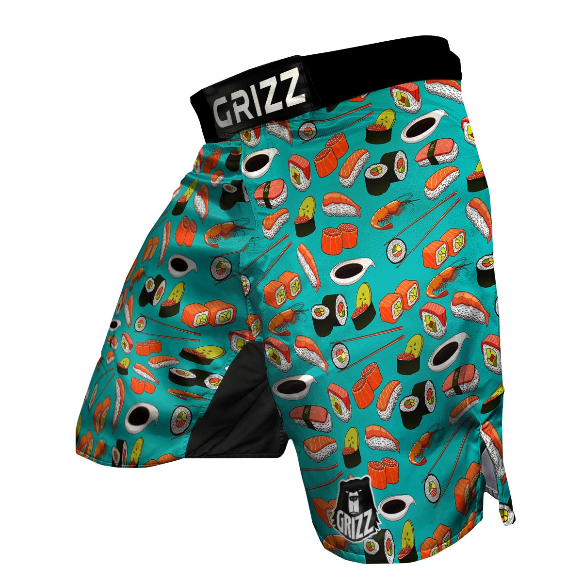 Rolls And Salmon Sushi Print Pattern MMA Shorts-grizzshop