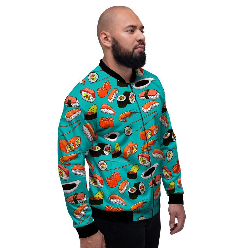 Rolls And Salmon Sushi Print Pattern Men's Bomber Jacket-grizzshop