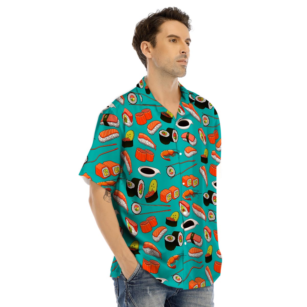 Rolls And Salmon Sushi Print Pattern Men's Hawaiian Shirt-grizzshop