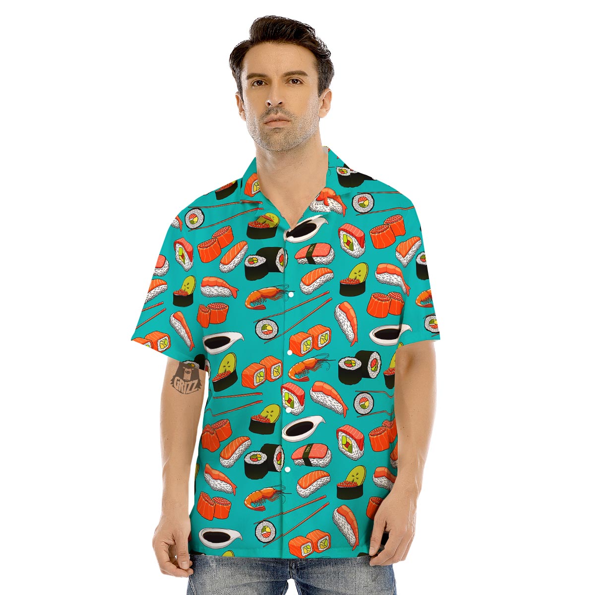 Rolls And Salmon Sushi Print Pattern Men's Hawaiian Shirt-grizzshop