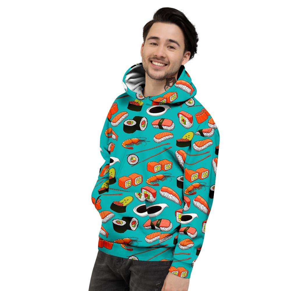 Rolls And Salmon Sushi Print Pattern Men's Hoodie-grizzshop