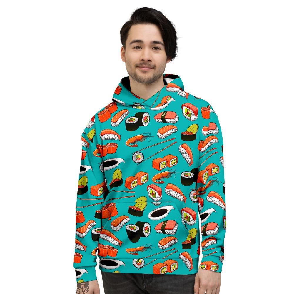 Rolls And Salmon Sushi Print Pattern Men's Hoodie-grizzshop