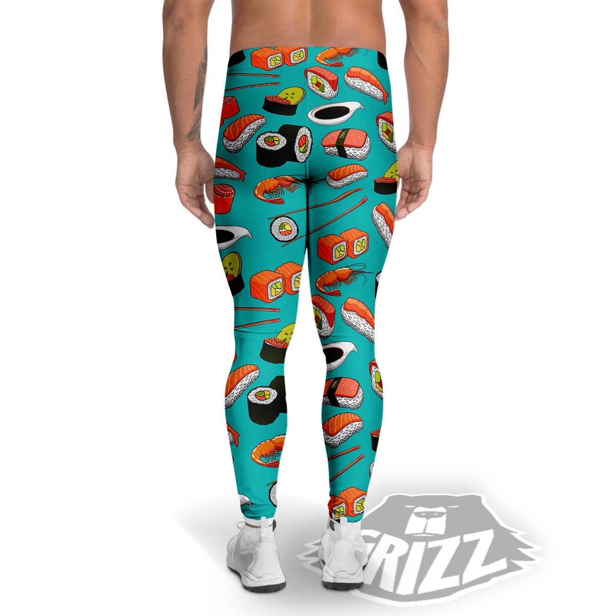 Rolls And Salmon Sushi Print Pattern Men's Leggings-grizzshop
