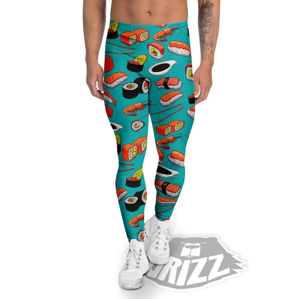 Rolls And Salmon Sushi Print Pattern Men's Leggings-grizzshop