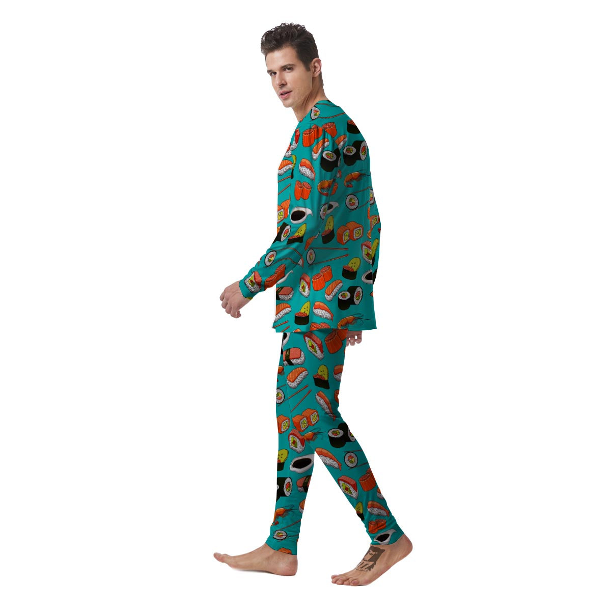 Rolls And Salmon Sushi Print Pattern Men's Pajamas-grizzshop