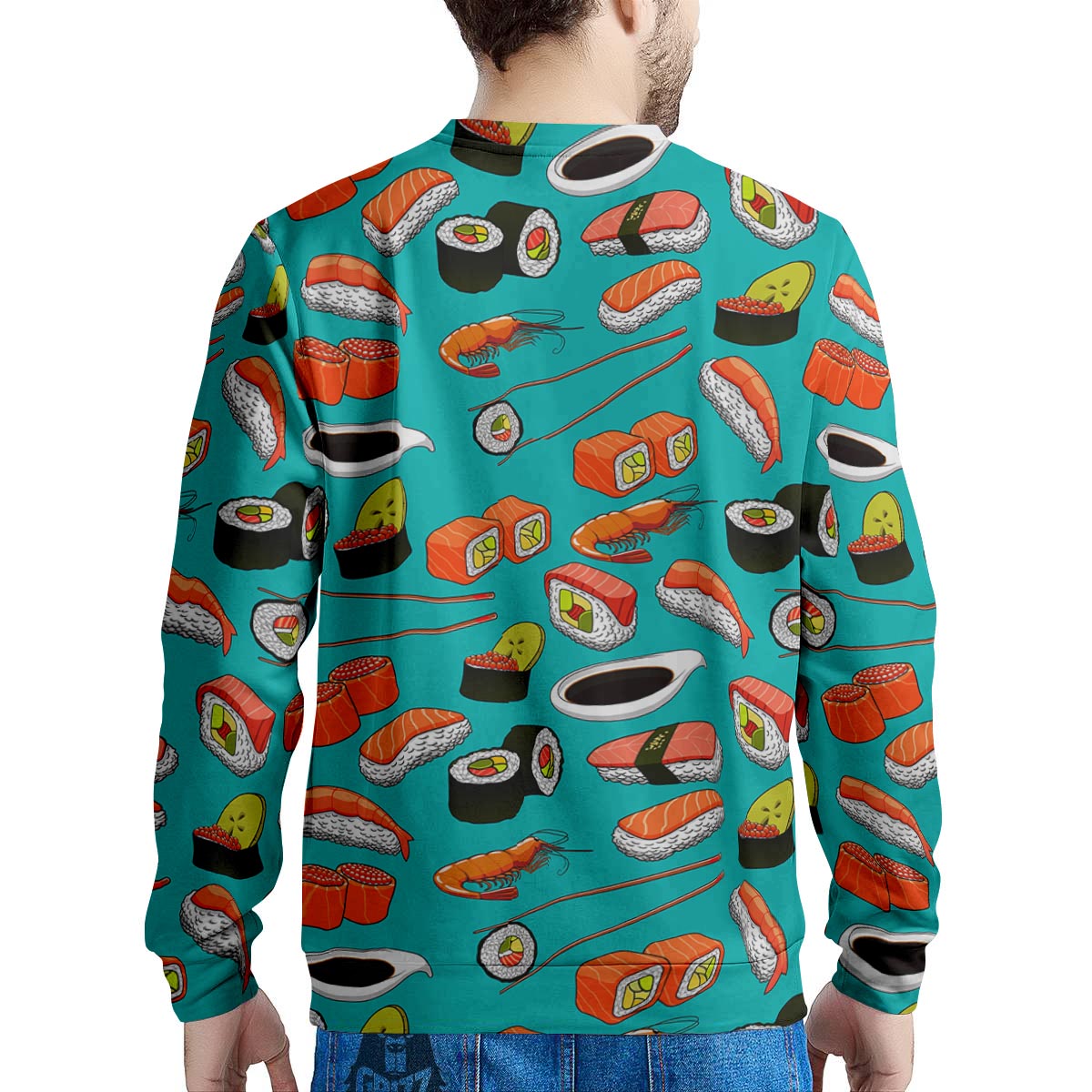 Rolls And Salmon Sushi Print Pattern Men's Sweatshirt-grizzshop