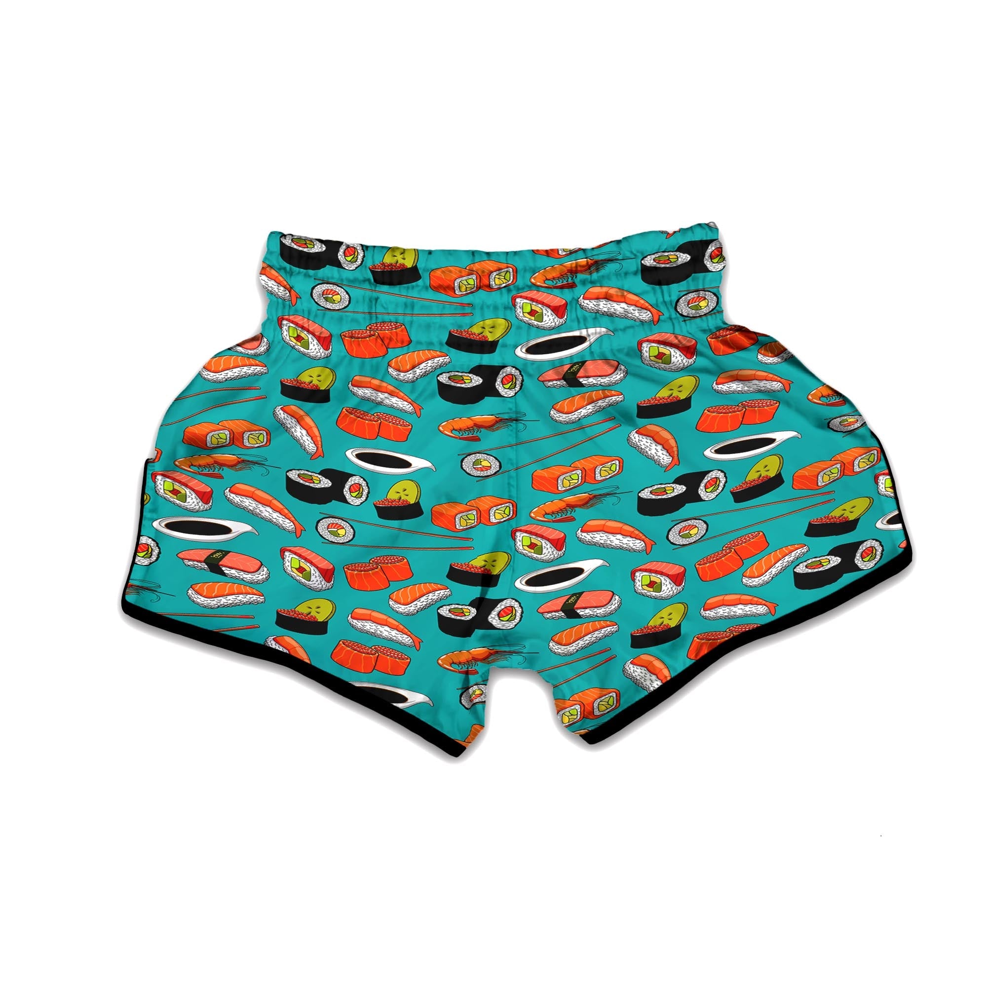 Rolls And Salmon Sushi Print Pattern Muay Thai Boxing Shorts-grizzshop
