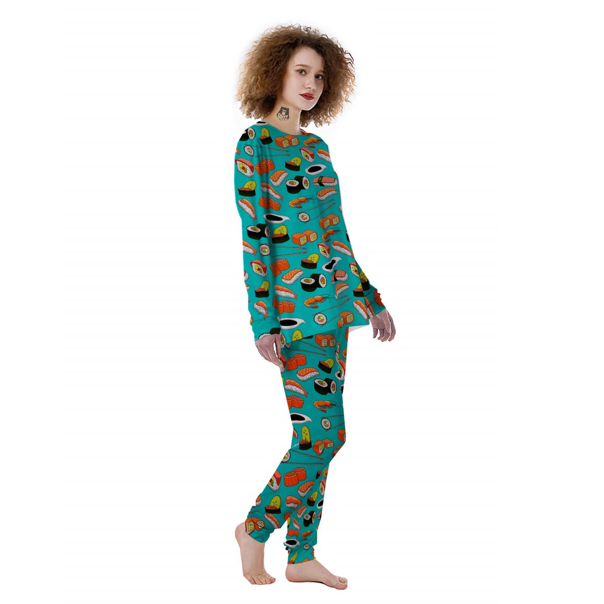 Rolls And Salmon Sushi Print Pattern Women's Pajamas-grizzshop