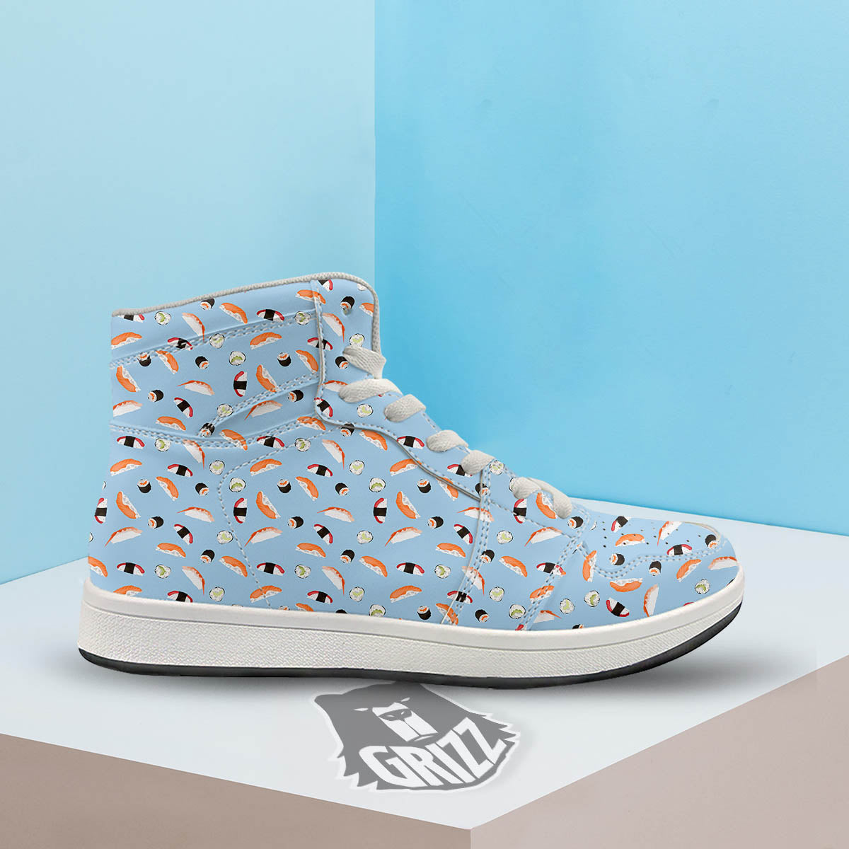 Rolls And Sushi Colorful Print Pattern High Top Sneakers-grizzshop